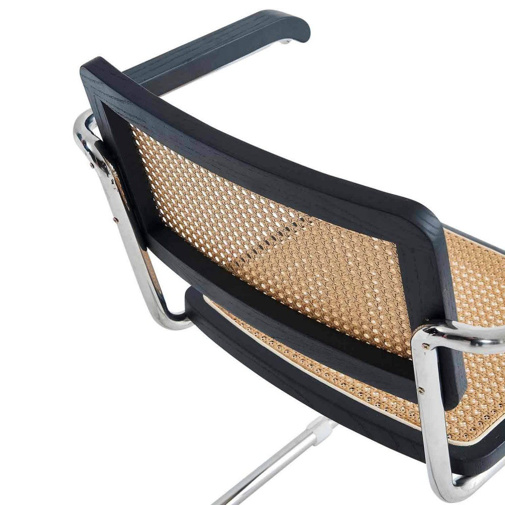 SILLA MARCEL RECTO NEGRO RATÁN NATURAL