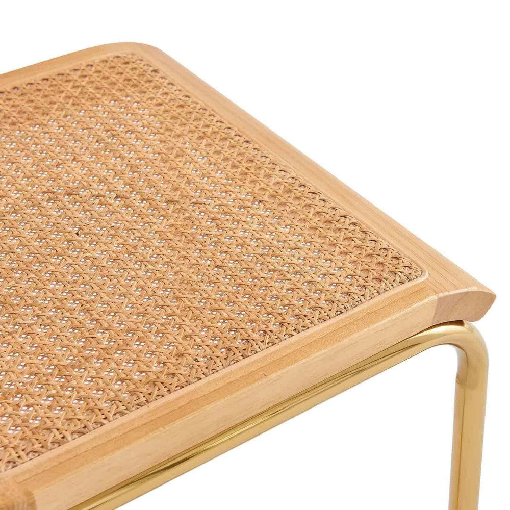 SILLA MARCEL NATURAL PATA ORO CON RATÁN NATURAL