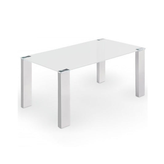 MESA SOU - CRISTAL BLANCO PATAS BLANCAS