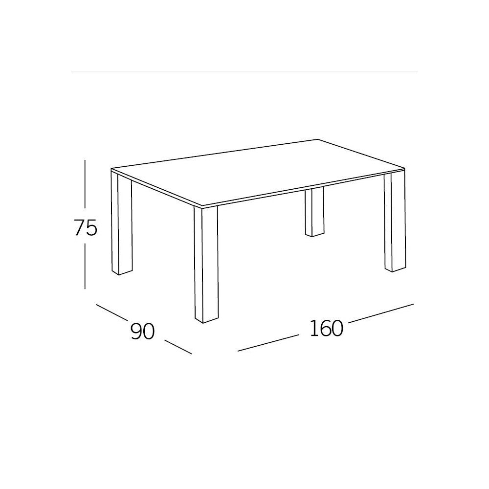 MESA SOU - CRISTAL TRANSPARENTE PATAS BLANCAS