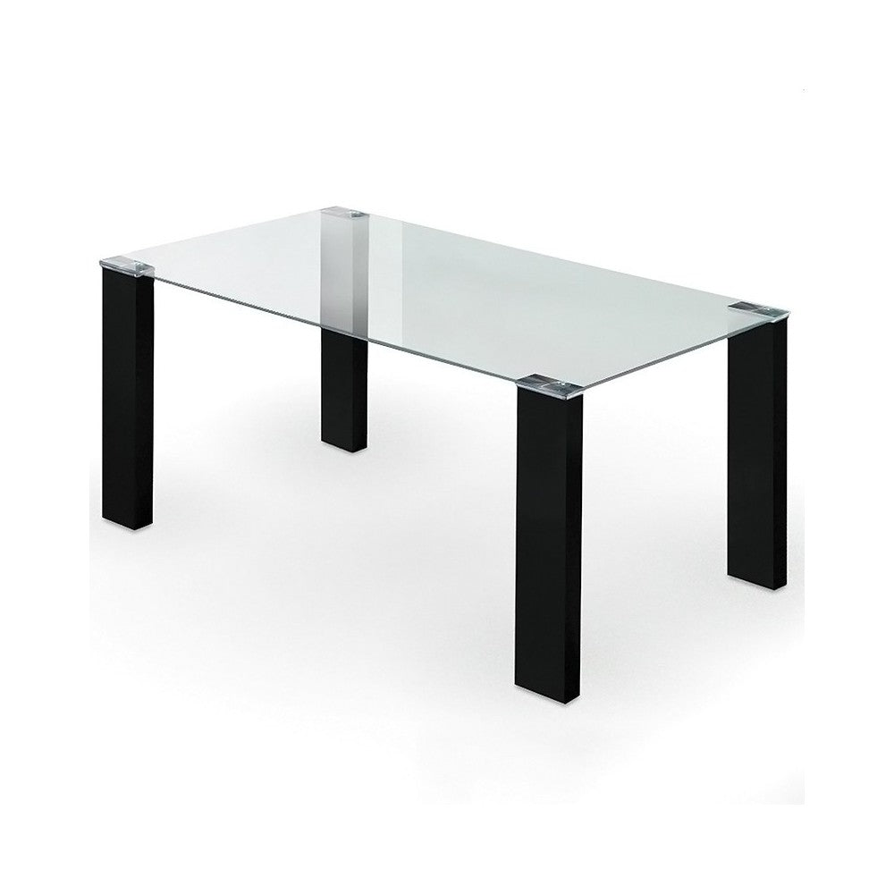 MESA SOU - CRISTAL TRANSPARENTE PATAS NEGRAS