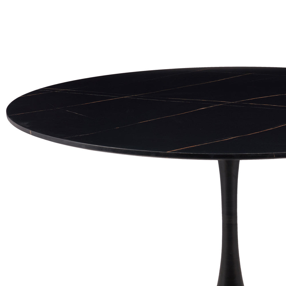 MESA GIN EFECTO MÁRMOL NEGRA 120 CM