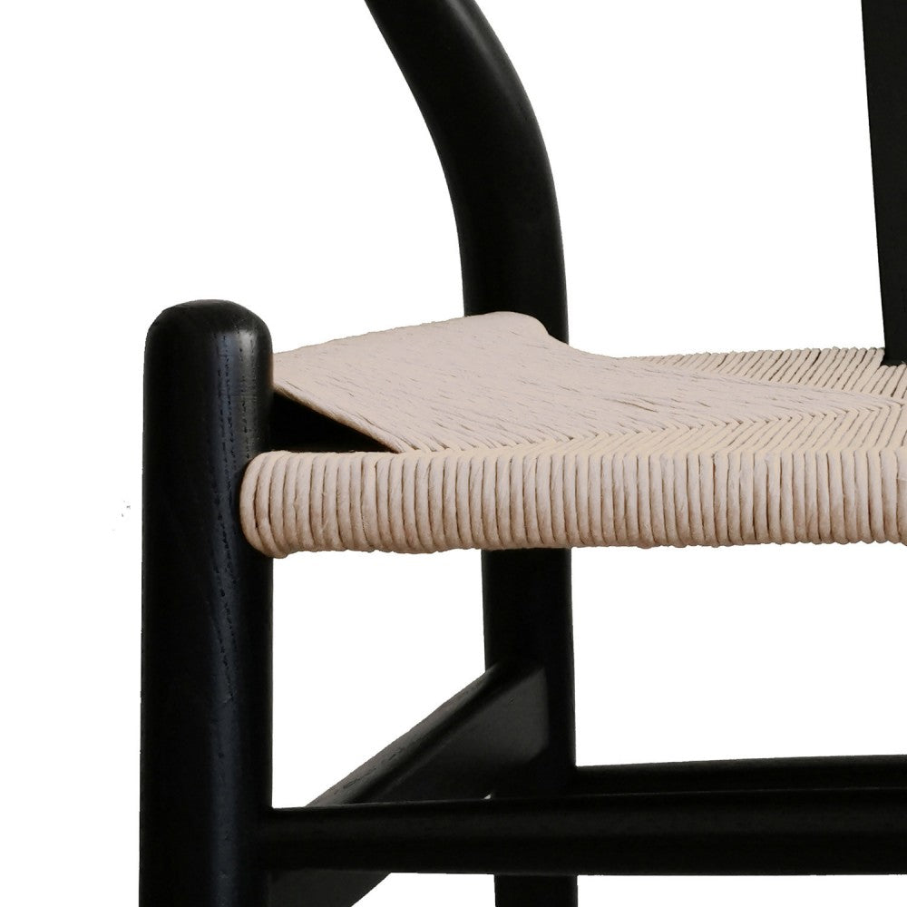 SILLA ALT MADERA NEGRA CON RATAN NATURAL