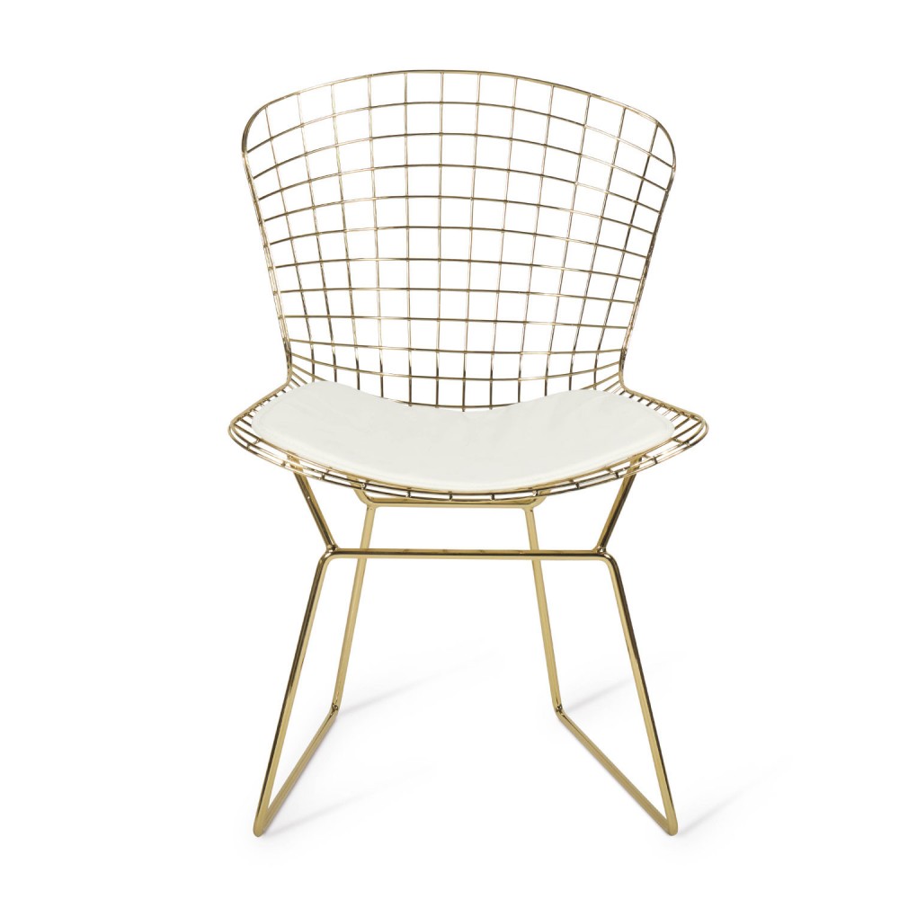 SILLA BERTO ORO ASIENTO BLANCO