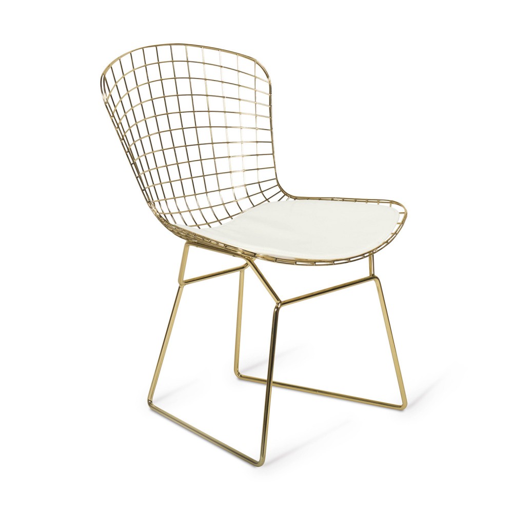 SILLA BERTO ORO ASIENTO BLANCO