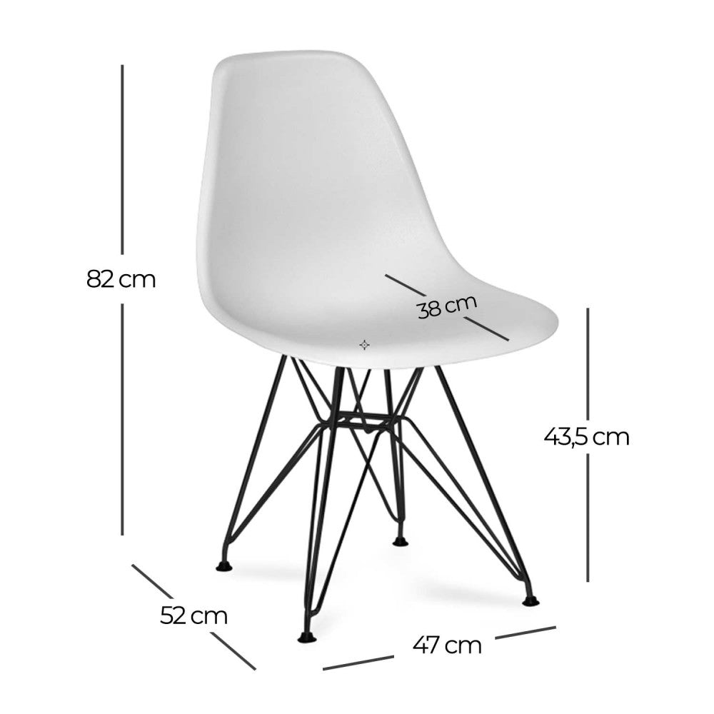 SILLA DALMA NEGRA ASIENTO BLANCO