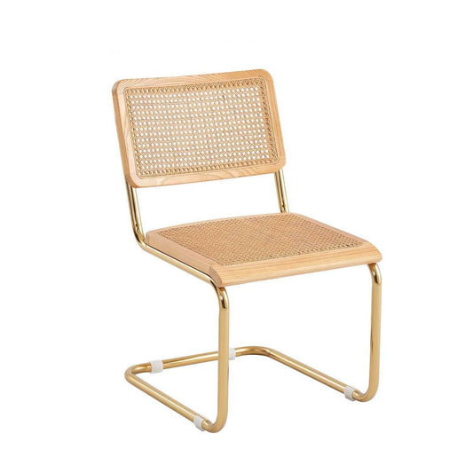 SILLA MARCEL NATURAL PATA ORO CON RATÁN NATURAL