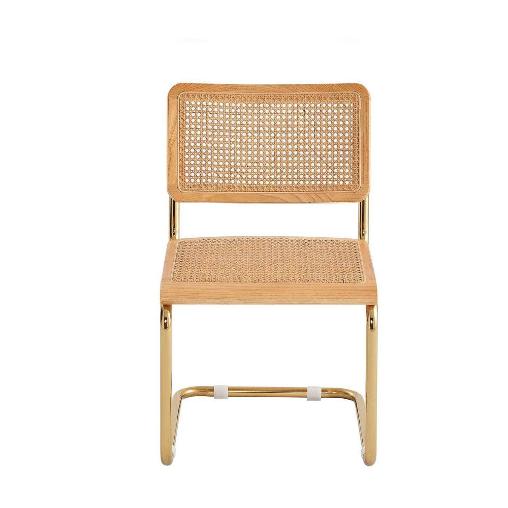 SILLA MARCEL NATURAL PATA ORO CON RATÁN NATURAL