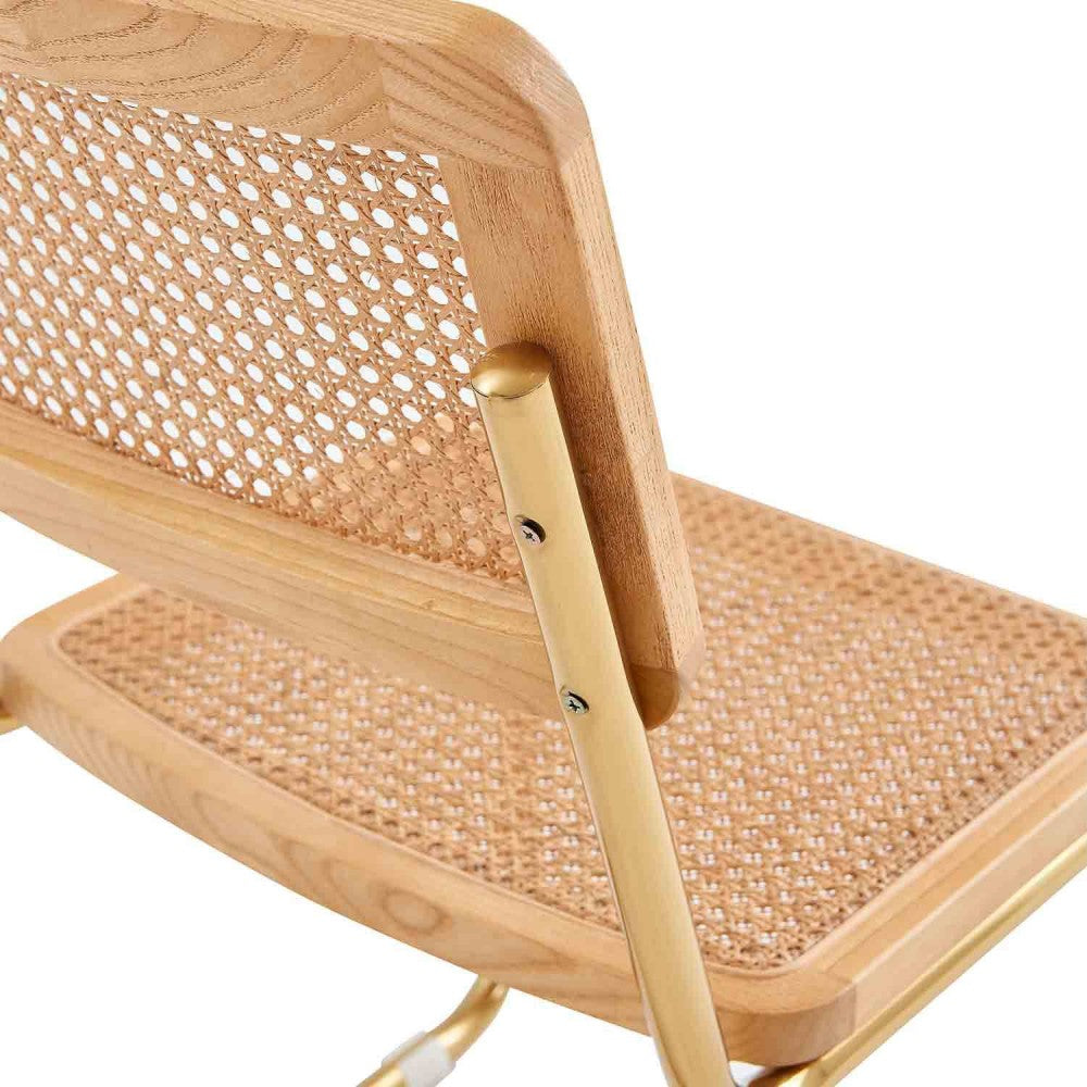 SILLA MARCEL NATURAL PATA ORO CON RATÁN NATURAL