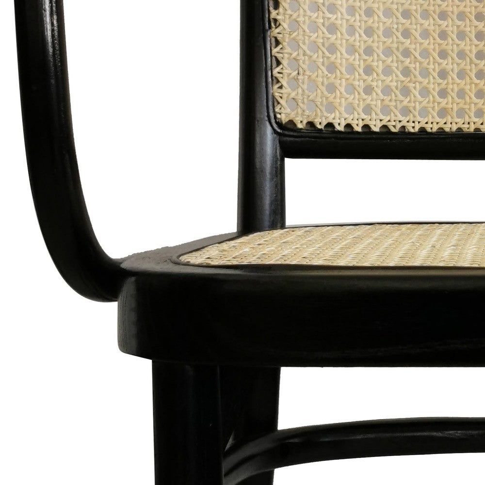 SILLON ABE MADERA NEGRA CON RATAN NATURAL