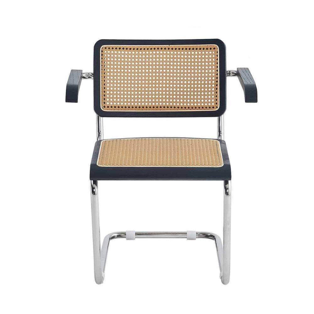 SILLA MARCEL RECTO NEGRO RATÁN NATURAL