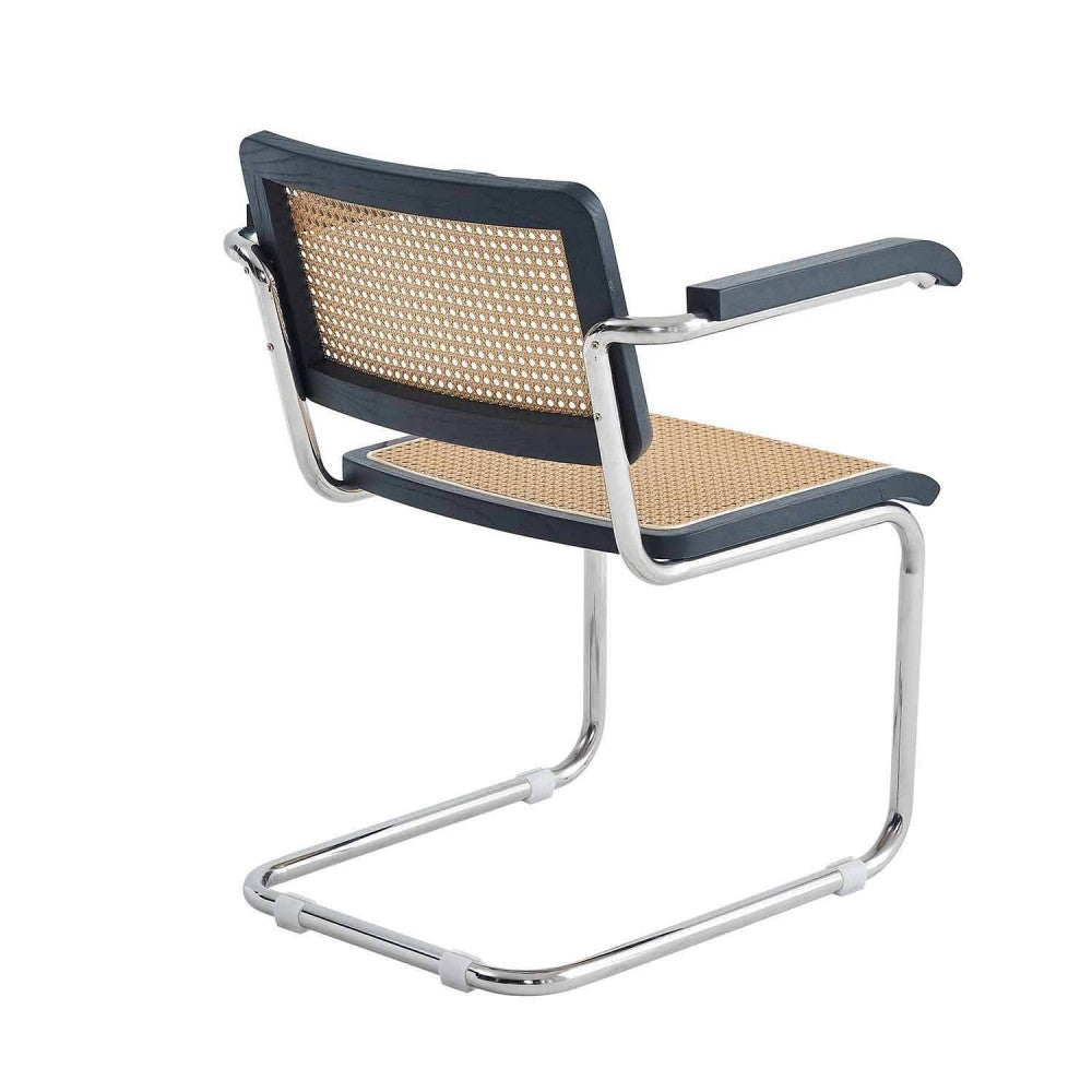 SILLA MARCEL RECTO NEGRO RATÁN NATURAL