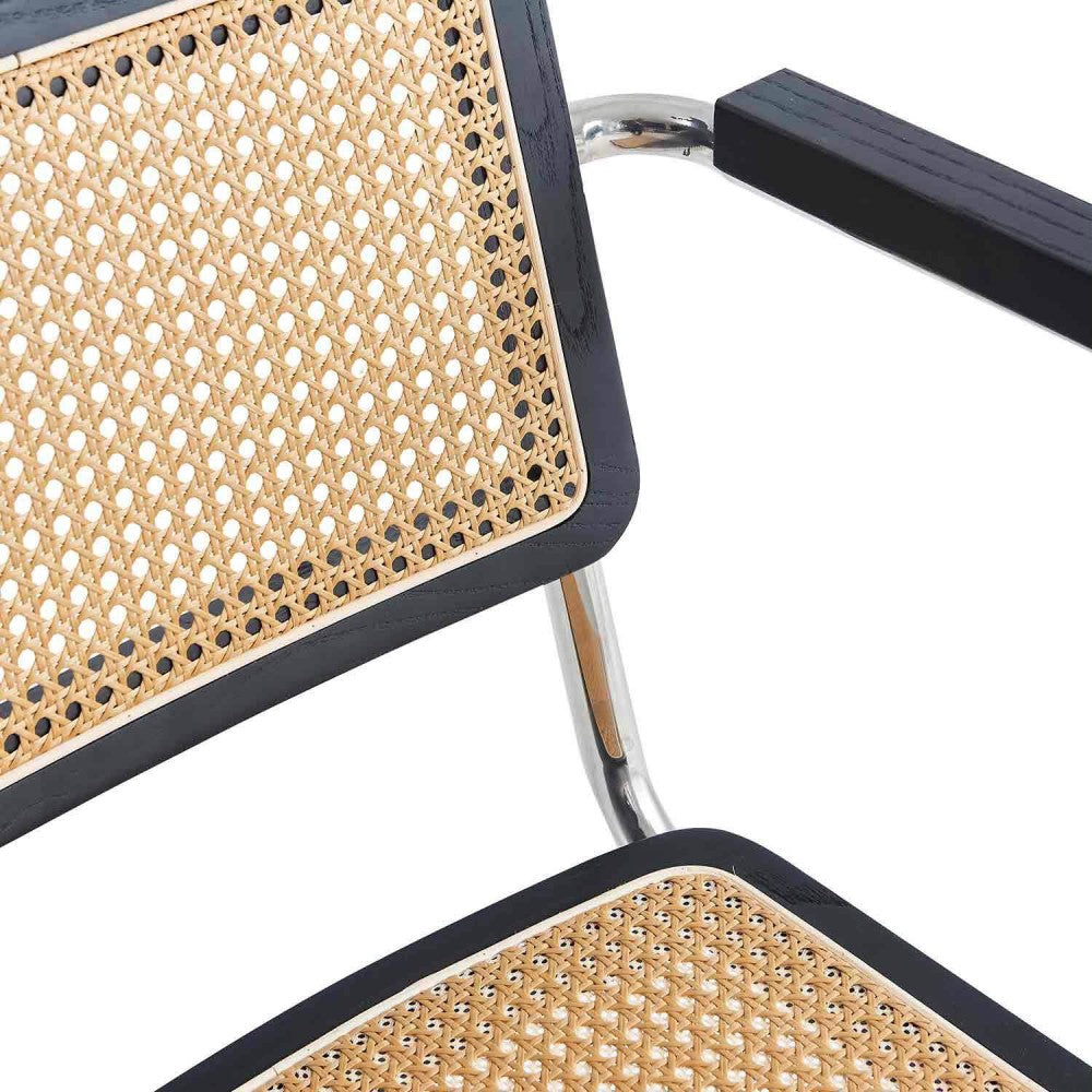 SILLA MARCEL RECTO NEGRO RATÁN NATURAL