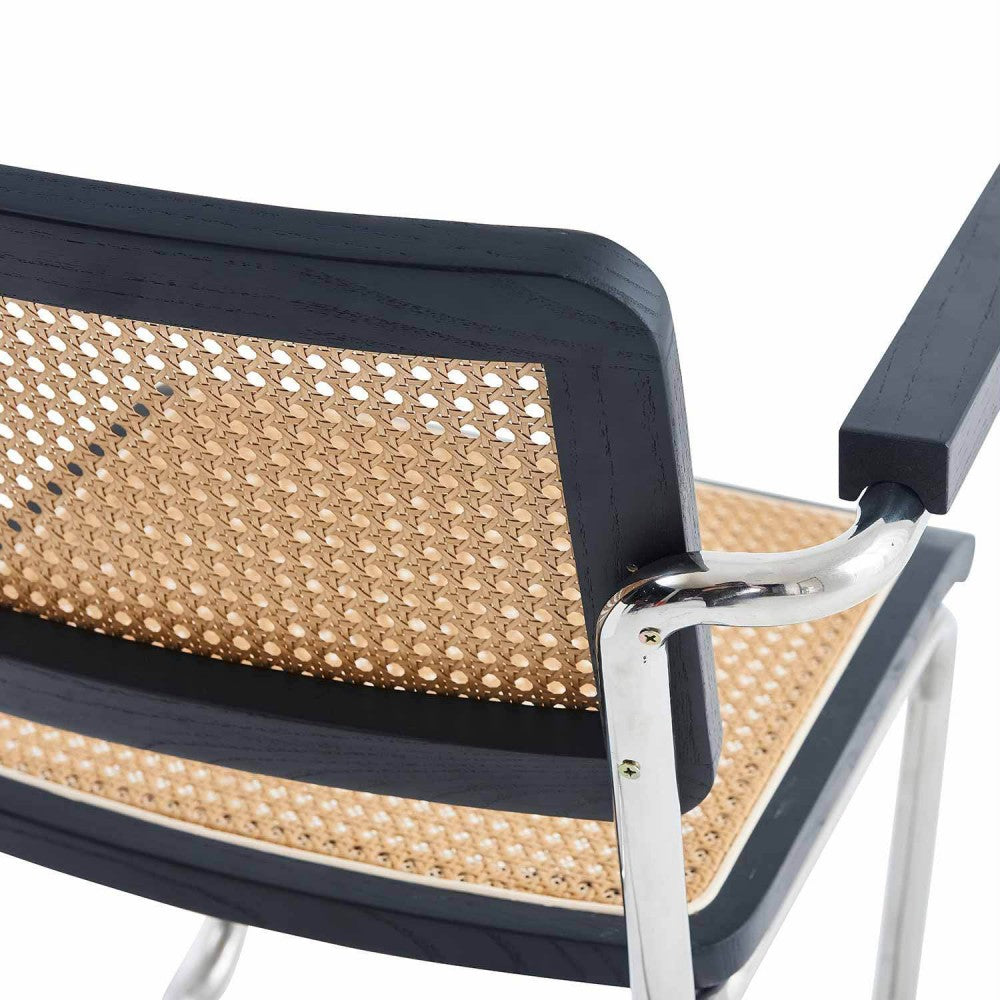 SILLA MARCEL RECTO NEGRO RATÁN NATURAL